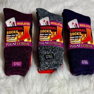 Polar Extreme Women's Thermal Socks - Purple, Gray, Black